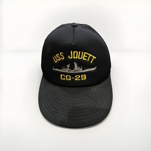 Vintage The Corps Mens Black USS JOUETT CG-29 Ship SnapBack Hat Made in USA